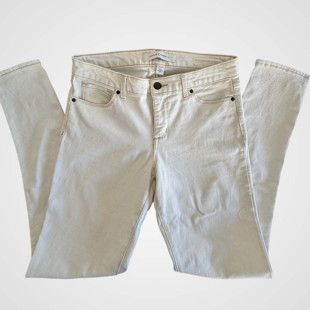 Vintage America Wonderland Skinny Jeans Cream Off White Size 6/28 Regular